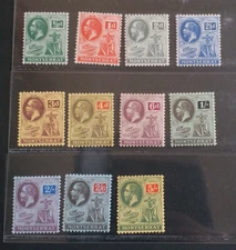 MONTSERRAT 1916 KG V 1/2d to 5s SG 49 - 59 Sc 43 - 53 wmk MCCA set 13 MLH