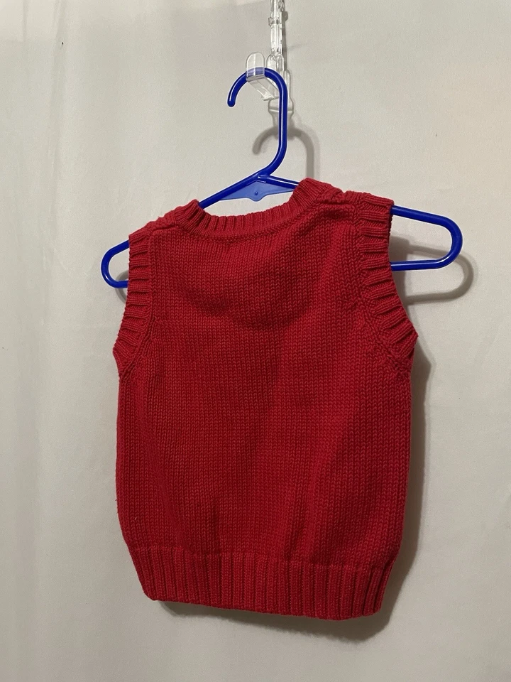 kitestrings baby boy 12 mth pullover sweater vest red v neck cable knit holiday - Image 2 of 4