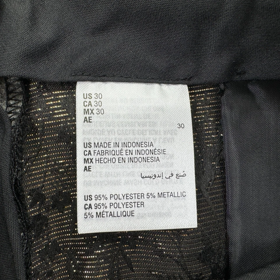 Pantalones de vestir INC para hombre ajustados metálicos florales jacquard negros 30 Foto 3 de 4