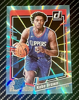#ad 2023 2024 Donruss Kobe Brown Rated Rookie Light Blue Holo Laser #12 25 Clippers $52.50