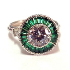 Vintage Artn Deco 1.50CT Bezel Set CZ Engagement Wedding Ring 925 Silver