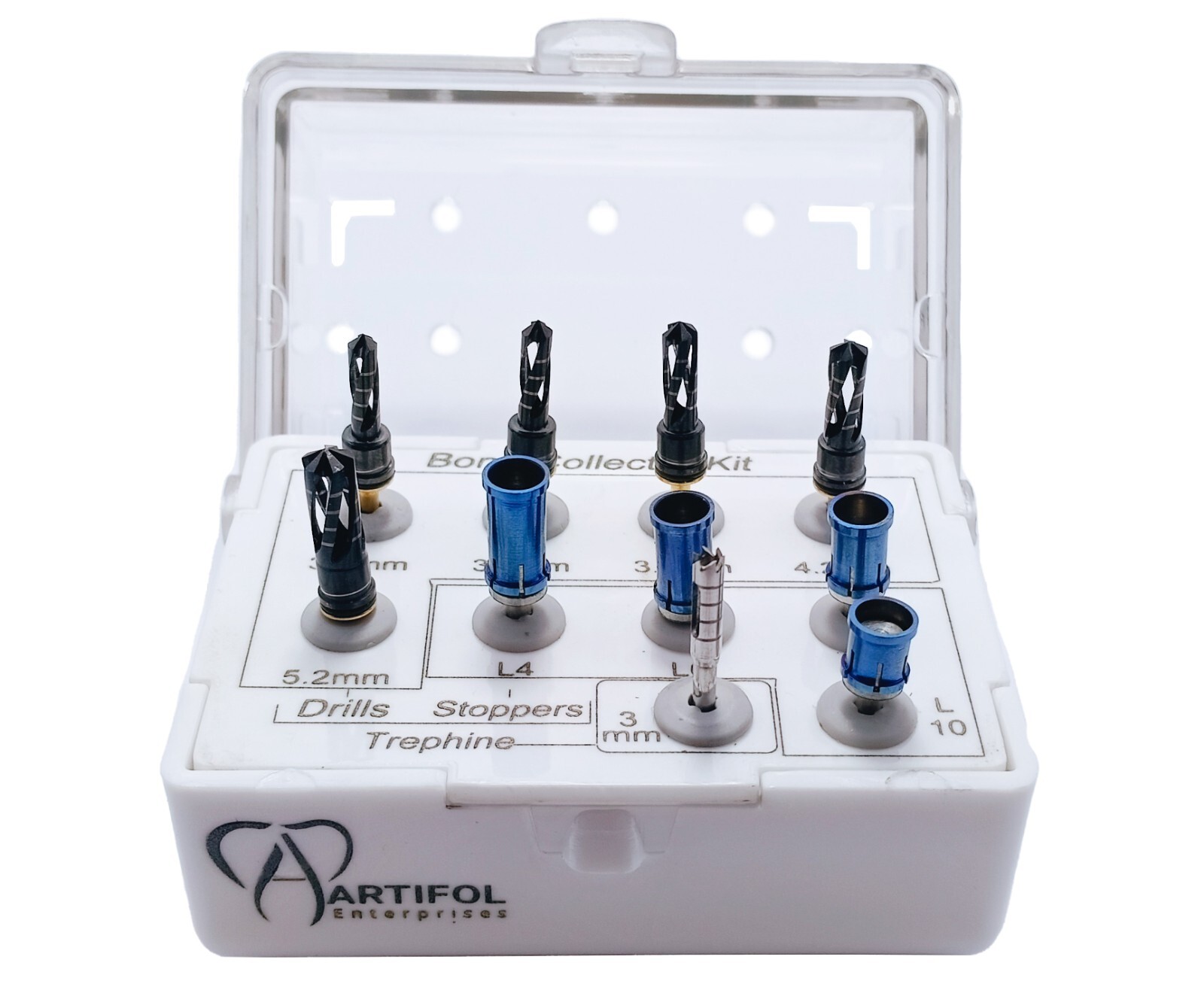 Bone Collector Kit Chip Maker Drill & Stopper Dental Implant 10 Pcs #OS1071