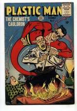 PLASTIC MAN 57--comic book--GOLDEN-AGE--Horror cover--1955--FN