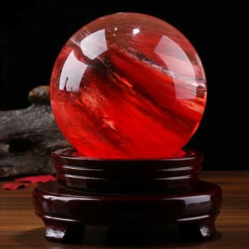 Sfera sfera cristallo quarzo calcite citrino rosso raro 100 mm pietra preziosa curativa + supporto - Foto 3 di 11