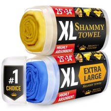 Premium XL Shammy Towel for Car - 2pk 34  x25  - Super Absorbent Chamois Towel...