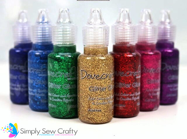 x7 Assorted Dovecraft Quality Glitter Glue Set (Brights) 20ml