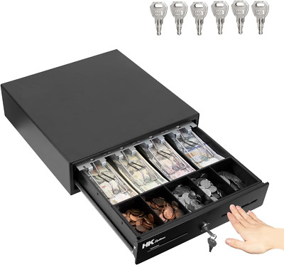 Heavy Duty 13'' Manual Cash Drawer with Removable Till & Slots - Black