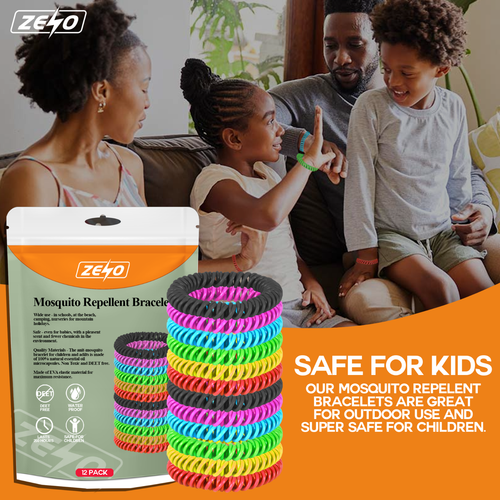 MOSQUITO REPELLENT PLASTIC BRACELETS 12 x NATURAL WATERPROOF DEET-FREE NON-TOXIC - Picture 2 of 6