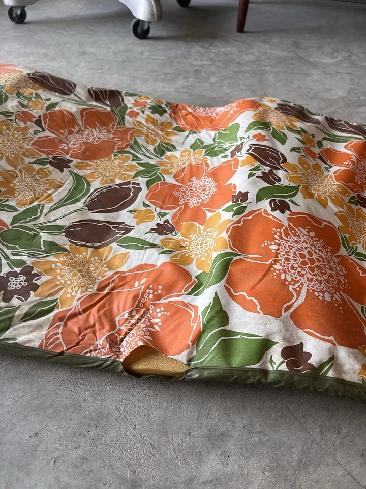 Cojín chaise lounge vintage mediados de siglo floral naranja 69" x 19" Foto 2 de 4