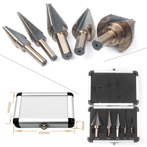 5Pcs Cobalt Multiple Hole 50 Sizes Step Drill High Speed Steel Bit Set Tools Kit - Picture 1 of 12