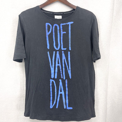 Each x Other Shirt Poet Van Dal Mens Small Black Blue Robert Montgomery Graphic