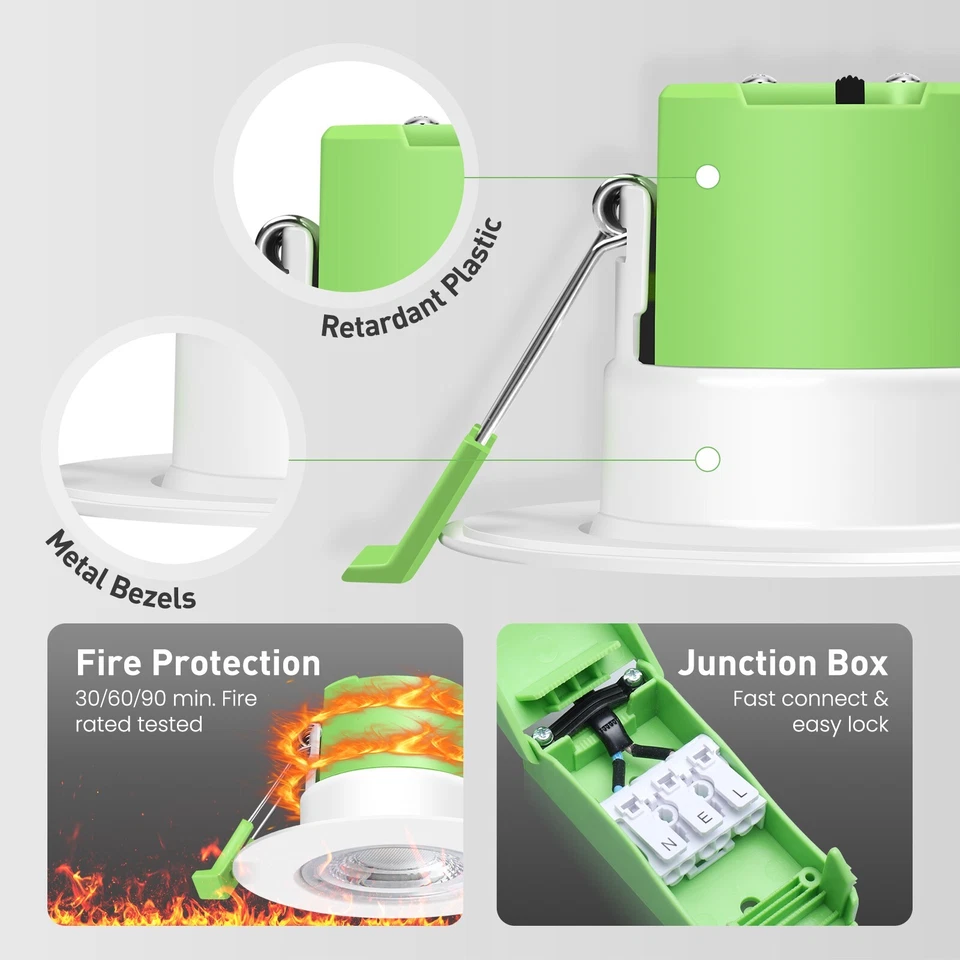 Recessed Fire Rated Ceiling LED Downlights IP65 Spotlights Downlighters 6W - Image 3 of 4