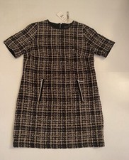 Nwt Airfield black and beige shirt sleeves knee dress sz | 46 Uk 14 Rrp £399