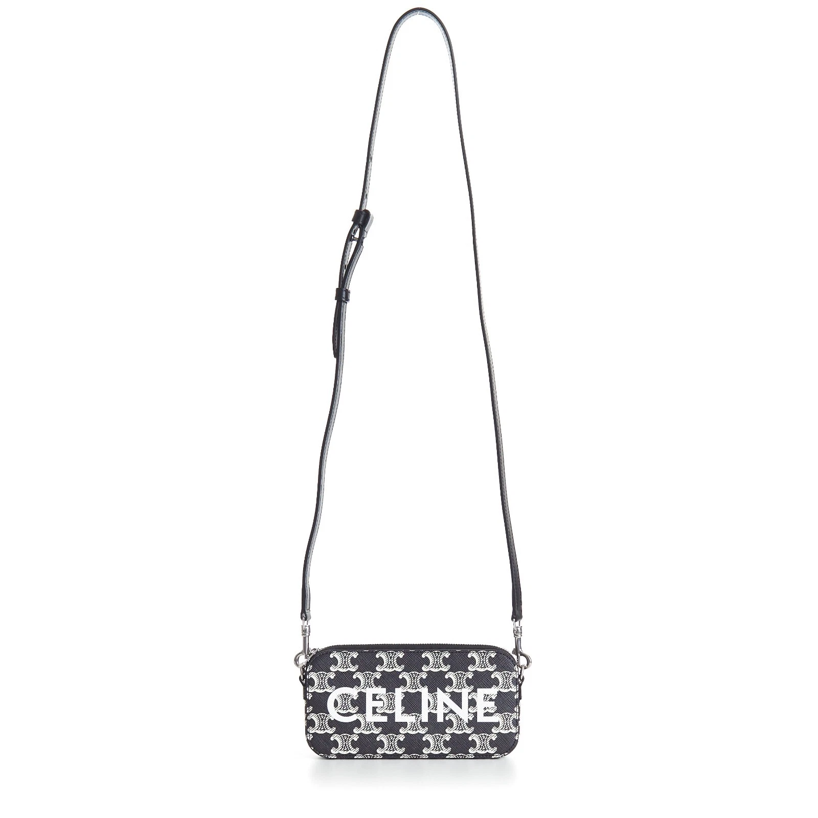 Celine — CELINE 1050$ Horizontal Pouch Bag - Two-Tone Triomphe Canvas, Logo, Zip