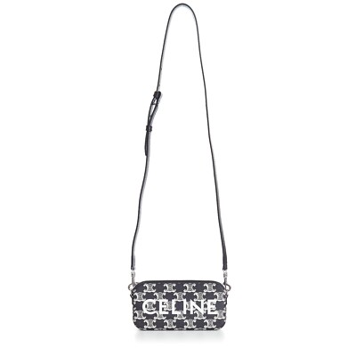 CELINE 1050$ Horizontal Pouch Bag - Two-Tone Triomphe Canvas, Logo, Zip