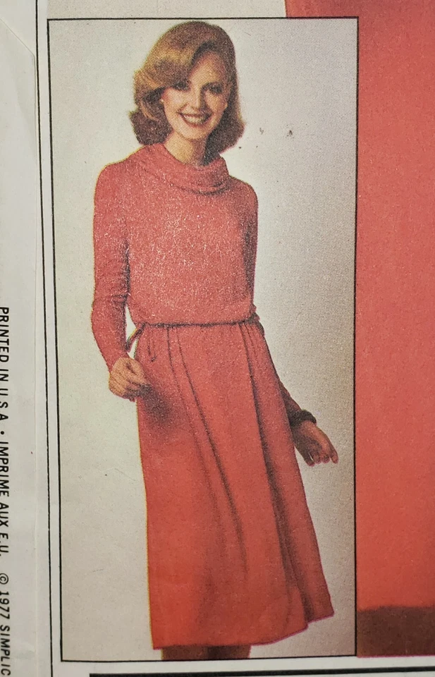Simplicity 8188 Retro 70s Cowl Neck Dress w Drawstring Casing Waist Sz 6-10 UC - Image 3 of 4
