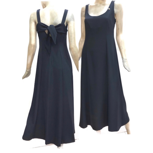 Fly Girl Vestito Donna Lungo Abito Blu scuro Cerimonia Dress Estivo in Cady  | eBay