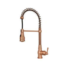 Pre-Rinse Spring Kitchen Faucet, Single Handle Solid Brass High Arc Pull Down...