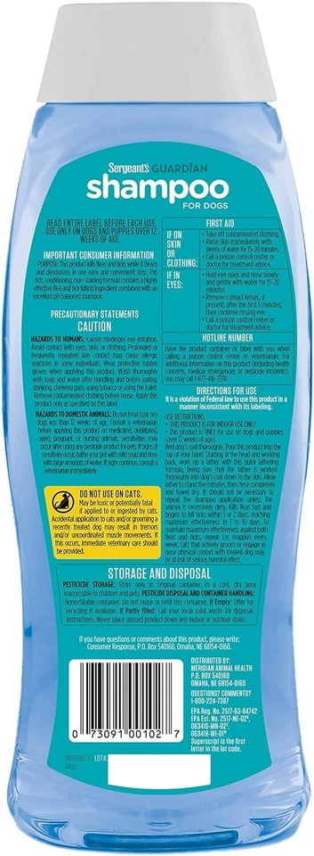 Sergeant's Guardian Flea & Tick Dog Shampoo, Clean Cotton Scent, 18 oz. - Изображение 2 из 4