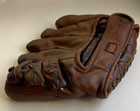 Button & 3 WEB 1940s Baseball Mitt Split Finger Glove Genuine Cowhide Right Hand — photo 10