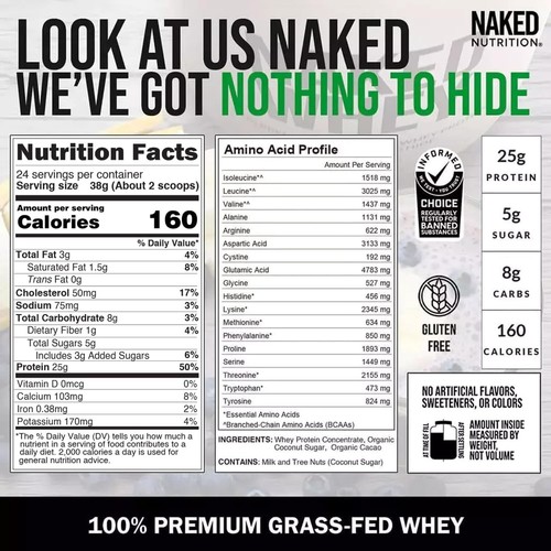 Naked Whey Chocolate Protein Powder - Only 3 Ingredients - 24 Servings 2lb - Picture 6 of 8