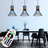 Rgb Led HäNge Decken Leuchte Schwarz Gold Fernbedienung Pendel Lampe Dimmbar