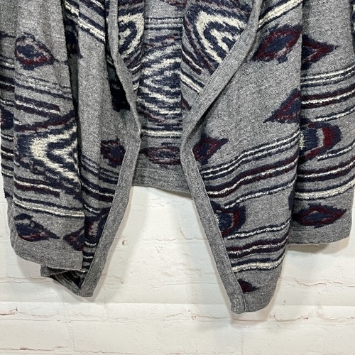 Lucky Brand Aztec Cardigan Sweater Womens Size Medium Gray Open Knit - Picture 6 of 10