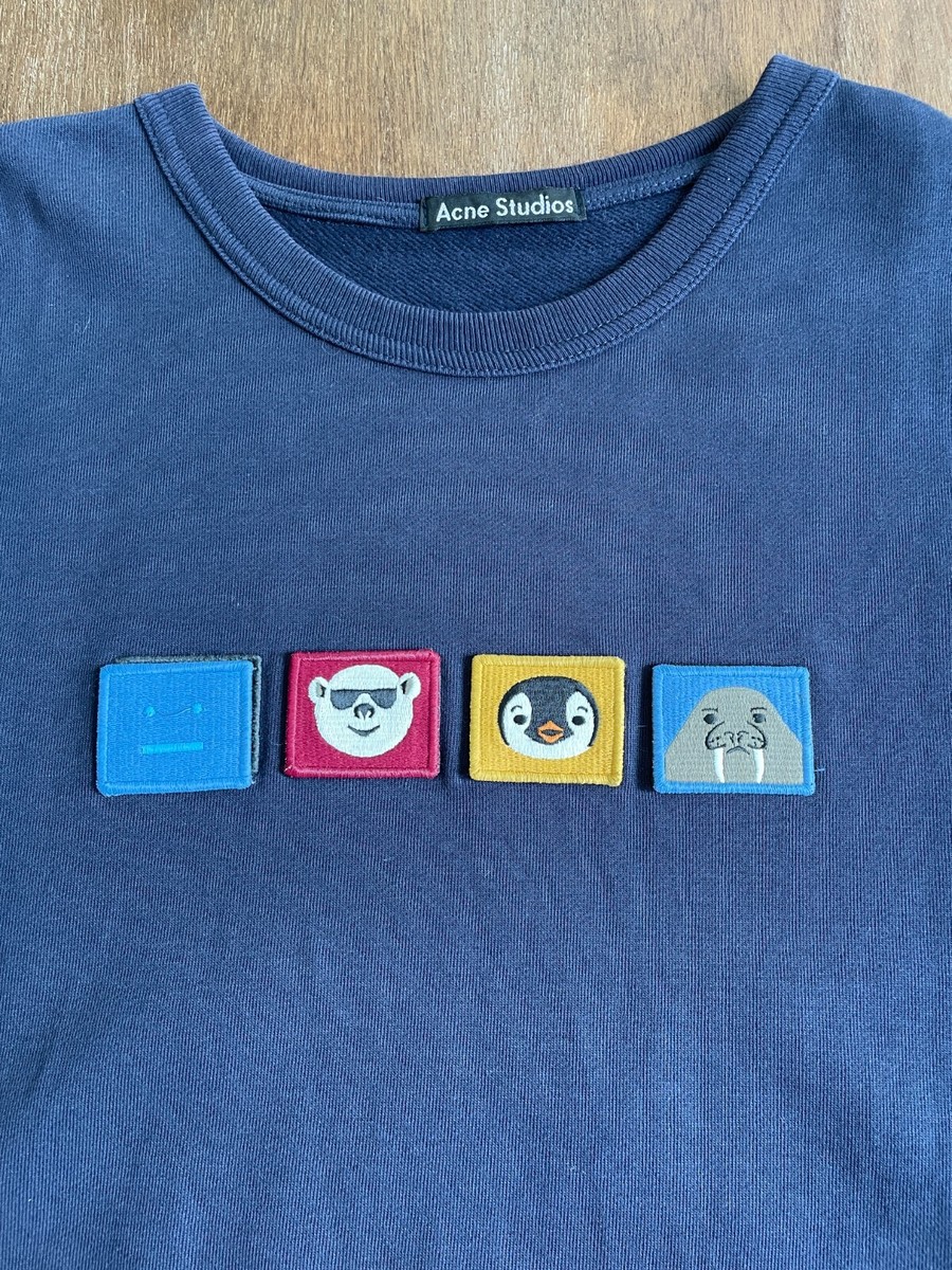 Acne Studios Faircro Animal Face Sweatshirt in Navy Blue | eBay