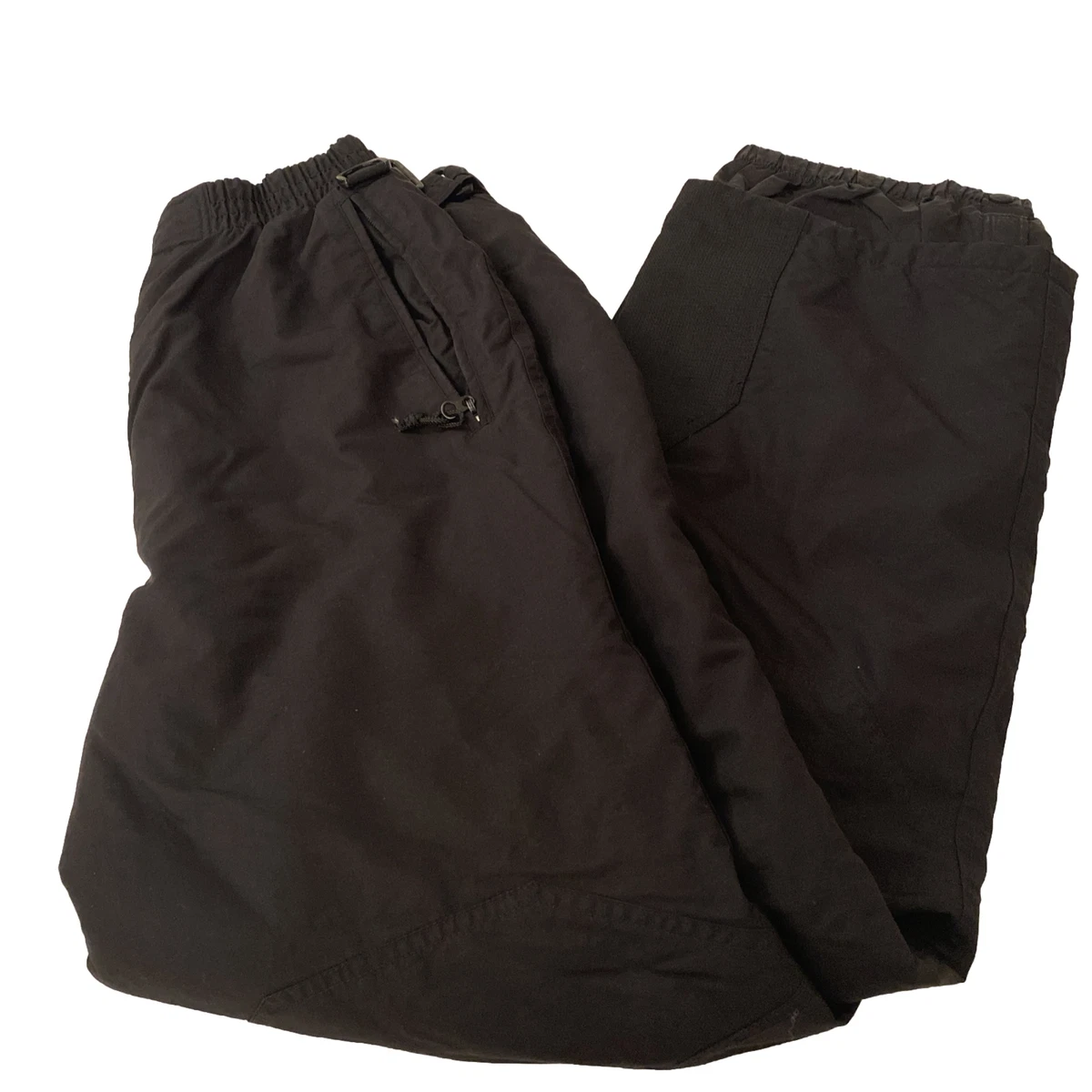 LL Bean Mens Thermore Snow Pants Size M Black Nylon Shell Pockets