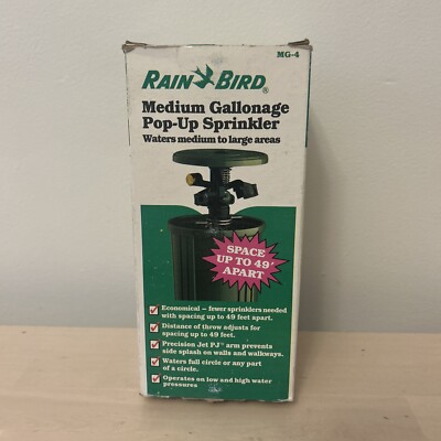 Rain Bird Pop Up Sprinkler MG-4 Med Gallonage Spray Up To 49  * NOS / Open Box *