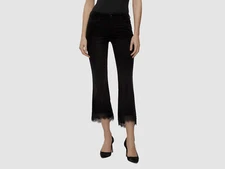$340 J Brand Women Black Jeans Mid Rise Waist Crop Lace Leg Velvet Pants Size 23