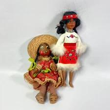 Vintage Mexican Folk Art Doll Indigenous Native Doll Lot Of 2