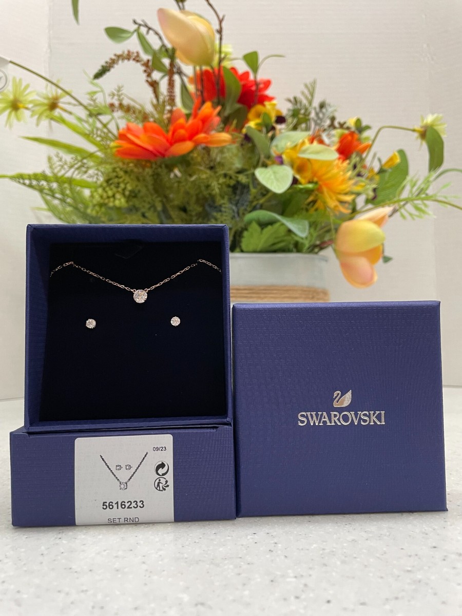 Swarovski Attract set Round cut, White, Rose gold-tone plated