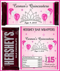 details about quinceanera party favors candy bar hershey bar wrappers pink hershey wrapper