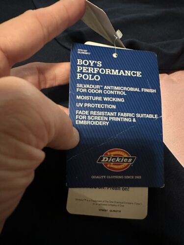 Dickie’s Performance Boys Polo Odor Protections Youth Size 2XL NWT Navy Blue - Picture 5 of 10