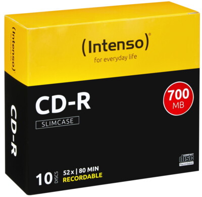 100 Intenso Rohlinge CD-R 80Min 700MB 52x Slimcase