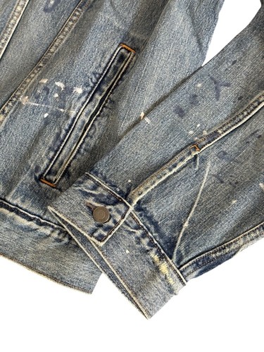 Polo Ralph Lauren Denim Jacket Mens 4XB Jean Paint Splatter Trucker Distressed - Picture 10 of 11