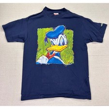 Vintage Disney Parks Men's XL Mickey Donald Duck Graphic T-Shirt Navy Blue