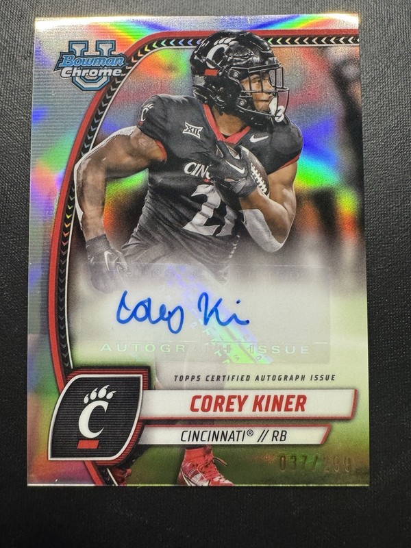 2024 Corey Kiner Bowman Chrome U Auto Refractor #PA-CKI 37/299 Arizona