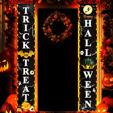71 X 12 Inch Lighted Happy Halloween Trick-Or-Treat Door Banner Decorations