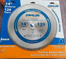 Oshlun SBF-140120 14 x 120 Tooth Saw Blade with 1-Inch Arbor for Mild Steel