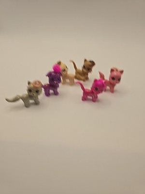 Polly Pocket Pets Dogs & Cats 4 Glitter with Hair Lot of 6 Animals ~ 1.5  Tall