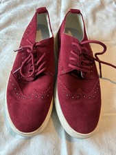 Geox Respira Burgundy - Ladies Suede Studded Brogue Style Shoes - UK Size 3 