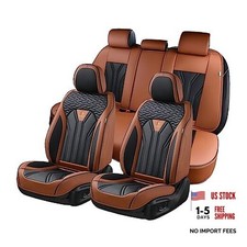 Leather Seat Covers, Seat Covers Full Set, Car Seat FullSet Brown Black