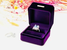 Luxury Design Soft Flannel Wedding Ring Proposal Engagement Ring Box Purple