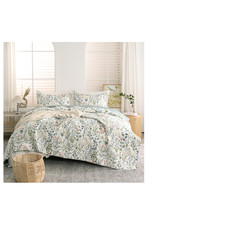 Tisplr Floral Quilt Queen Set 3 Pieces Soft Microfiber Lightweight Bedspread