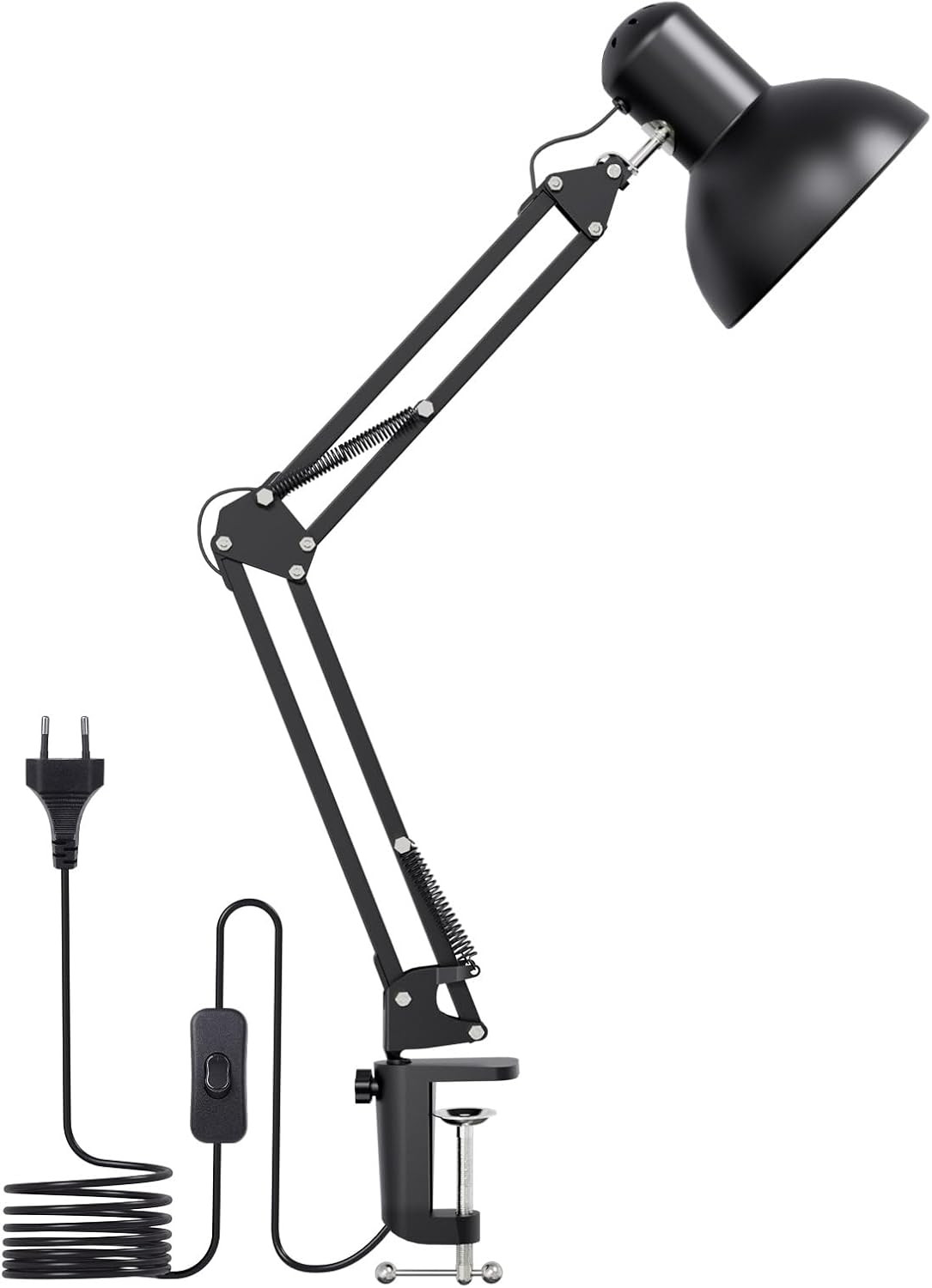 Lampada Scrivania LED Nero con Clip: Braccio Flessibile e Girevole