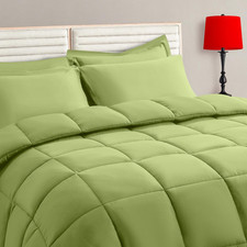 Sage Green Queen Size Comforter Set - 7 Pieces, Bed in a Bag Bedding Sets with A