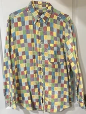 Territory Ahead Long Sleeve Cube 90s Modern  Geometric Shirt Men's size L Patch