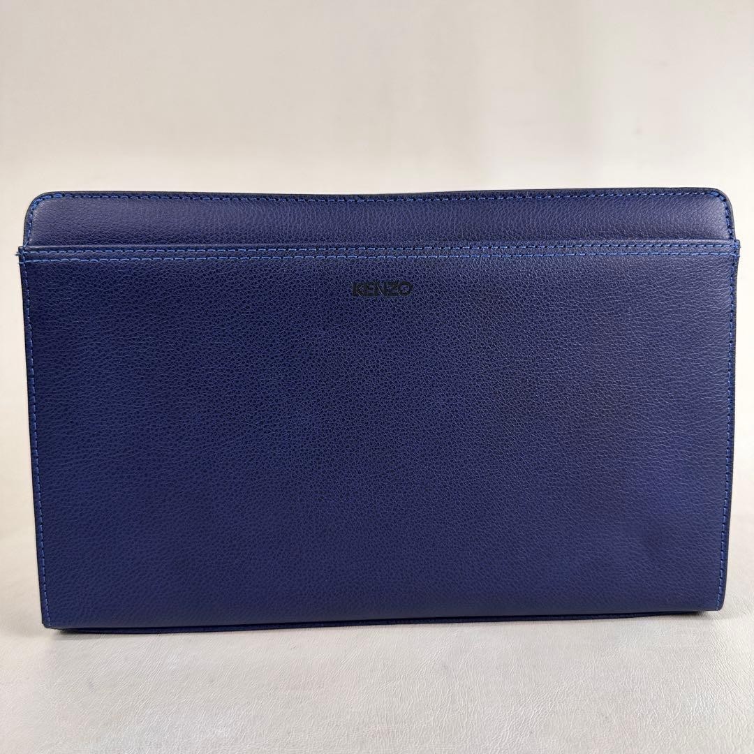 Kenzo Leather Clutch Bag Blue Vintage Limited Edition Men's bags, stylish, popul